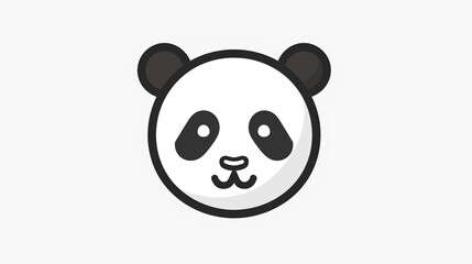 Obraz premium A panda icon with round ears and distinct markings, outlined neatly on a white background.