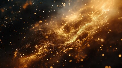 Obraz premium Golden Dust Particle Wave Abstract