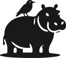 Hippopotamus silhouette animal vector