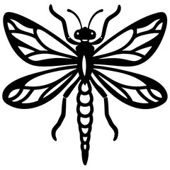 Black and white dragonfly and butterfly vector illustration with tribal and tattoo-style design