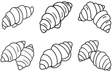Croissant Outline Illustration, Pastry Line Art, Bakery Design, Sweet Treat, Fresh Roll