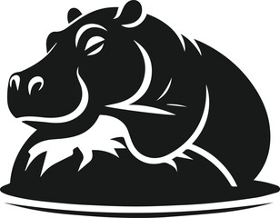 Hippopotamus silhouette animal vector