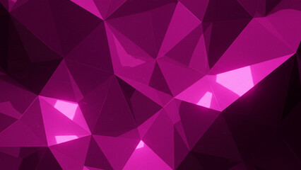 Obraz premium A digital background characterized by a purple polygonal illustration design. It incorporates a geometric texture with glass-like polygonal reflections, depicted through abstract 3D rendering