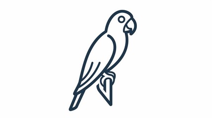 Obraz premium A parrot icon with a curved beak and perched stance, outlined in smooth and even lines on a white background.