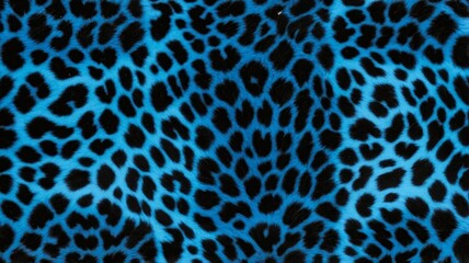 Obraz premium Vibrant blue leopard print fabric showcasing bold black spots in a stylish pattern.