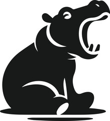 Hippopotamus silhouette animal vector
