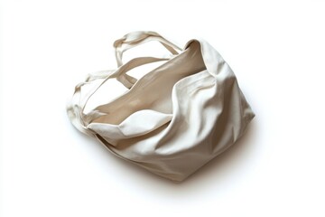 A stylish light beige tote bag rests elegantly on a plain background. Perfect for everyday use or a day out. Its versatile design complements any outfit. Generative AI