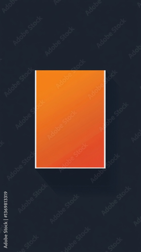 Poster Orange gradient rectangle with white border on dark background casting long shadow
