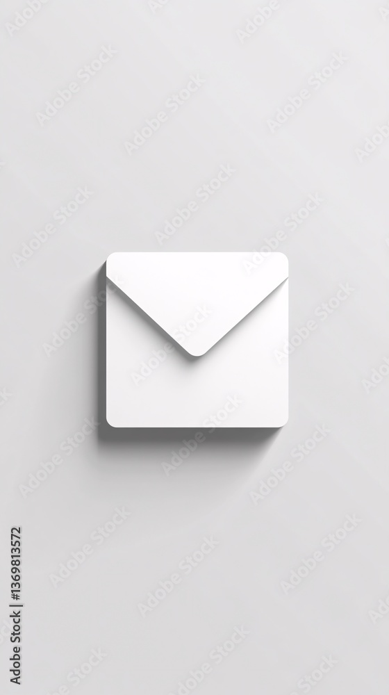 Poster White minimalist closed envelope icon casting shadow on light gray background