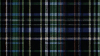 Fototapeta premium A close-up view of dark green and navy plaid fabric, featuring intricate intersecting lines and a rich texture.
