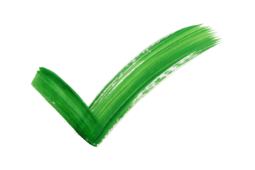 Brush strokes green check mark isolated on transparent background.