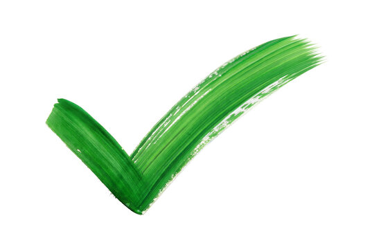 Brush strokes green check mark isolated on transparent background.