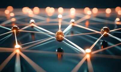 Network nodes connected, data flow, tech background