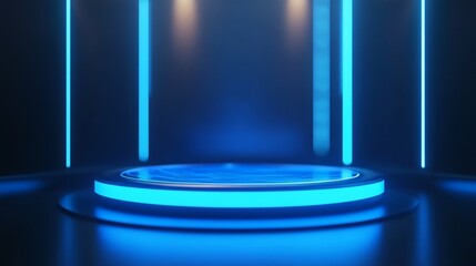 Futuristic Glowing Platform for Product Showcase with Neon Lights