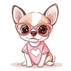 Illustration of a character with a dog wearing glasses