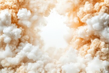 Abstract cloud-like swirls of light beige and white.  A soft, ethereal frame surrounding a bright center