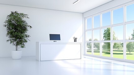 Bright Minimalist Workspace with Solar-Powered Devices and Natural Light