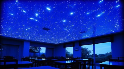 Celestial Dining Room Fiber Optic Starry Night Ceiling Interior Design