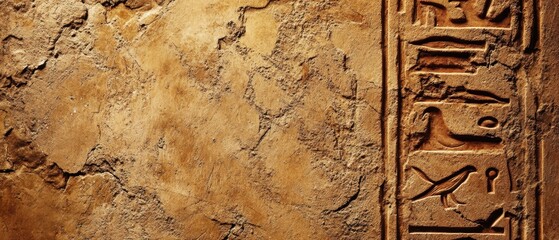 Ancient Egyptian Hieroglyphs on Textured Sandy Stone Background