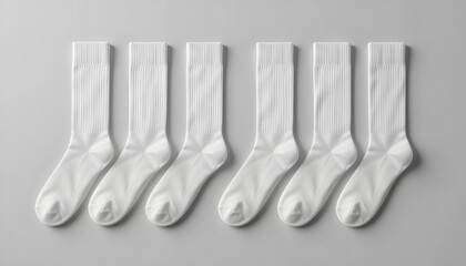 Soft cotton crew socks mockup displayed in a flat lay style with neatly folded pairs.
