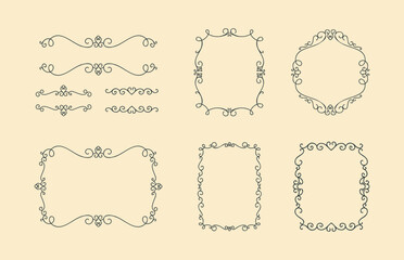 Hand drawn decorative vintage frames