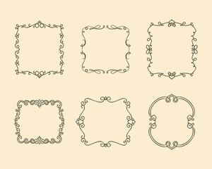 Hand drawn vintage elegant frames collection