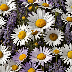 Fototapeta premium bouquet of daisies, seamless pattern with flowers