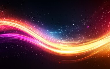 Fototapeta premium Abstract glowing wave design with vibrant colors and sparkling particles.