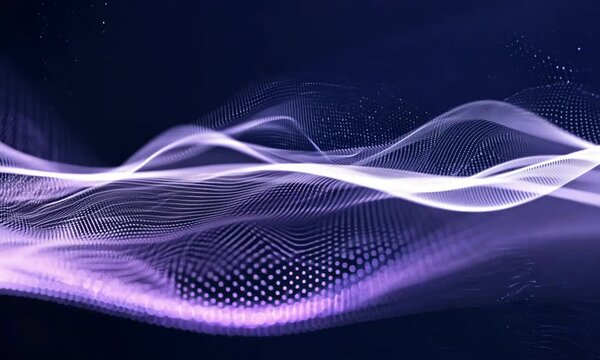 Abstract waves from lines and dots of particles of glowing swirling futuristic hi-tech. Abstract background. seamless loop