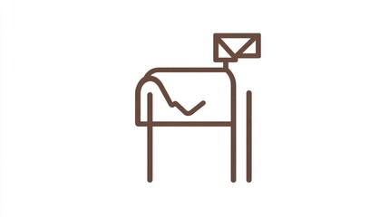 A minimalist line art illustration of a mailbox with a raised flag and a simple design, isolated on a white background in vector style.