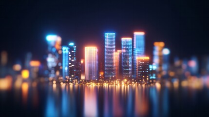 Obraz premium Futuristic cityscape glows vibrantly with neon lights at night