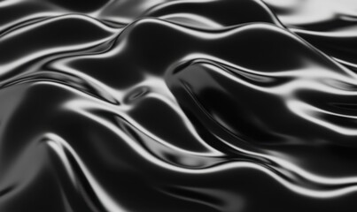 Obraz premium Wavy black silk fabric background for luxury or abstract design