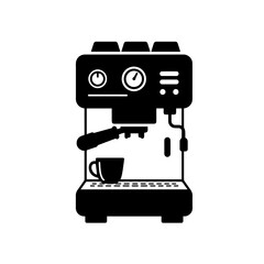 Coffee maker machine, solid on black, isolated on white background