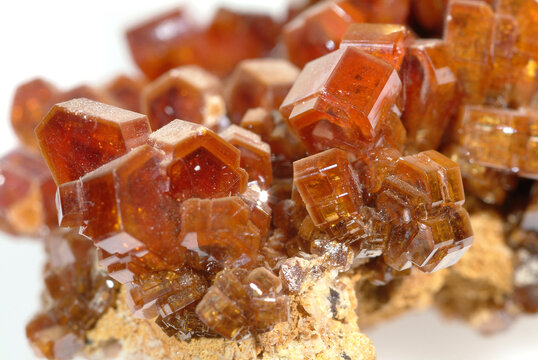 Mineral Vanadinite, Hexagonal prism crystals, Bou Azzer, Morocco