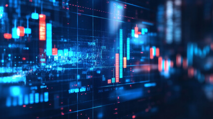 Analyzing financial data digital screen closeup view tech environment modern concept
