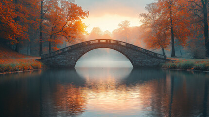 Pont en pierre au coucher du soleil