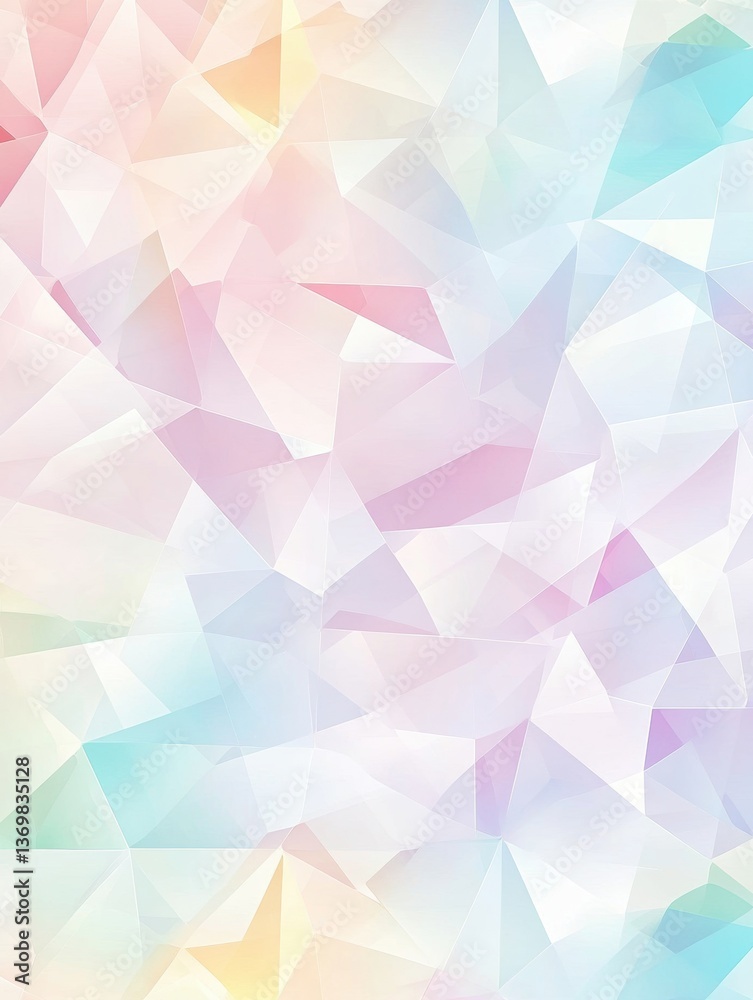Poster Clean abstract pattern of pastel triangles with smooth gradients arranged in a dynamic composition for an elegant aesthetic