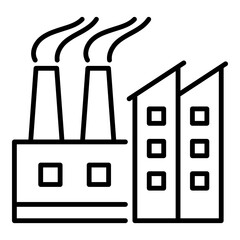 Factory icon, representing industrial production and manufacturing. Symbolizes workspaces, machinery, and business operations, ideal for industry, manufacturing, and business-related content