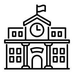 School icon, representing educational institutions and learning environments. Symbolizes education, students, and academic activities, ideal for schools, universities, and educational-related content