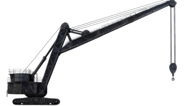 Powerful Industrial Crane: This image captures a powerful industrial crane against a neutral background, showcasing its robust design and functional aspects.