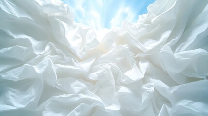 Obraz premium Soft, flowing white fabric billows, catching light