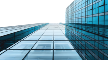 Architectural Marvel: Capturing a striking low-angle perspective of a modern skyscraper with a glass facade. It captures the play of light and reflections, the design and geometry.