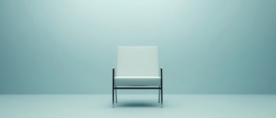 Minimalist Chair in Modern Room with Soft Blue Background