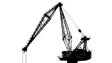 Industrial Silhouette: The silhouette of an industrial crane, a symbol of strength, precision, and industry, reaching towards the sky.