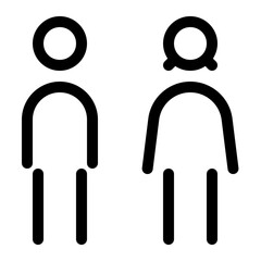 Minimalist restroom sign icon for male and female restroom directions