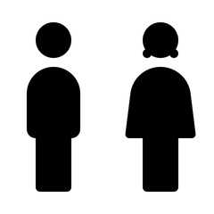 Minimalist restroom sign icon for male and female restroom directions