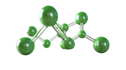 Obraz premium green molecule structure 3d render icon isolated on transparent background cutout
