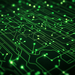 Obraz premium Glowing Green Circuit Board Pattern
