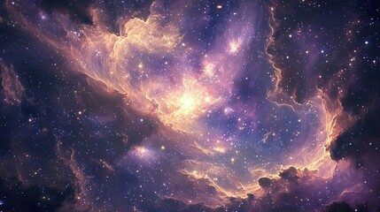 Obraz premium Stunning cosmic vista showcasing nebulae and countless stars across universe
