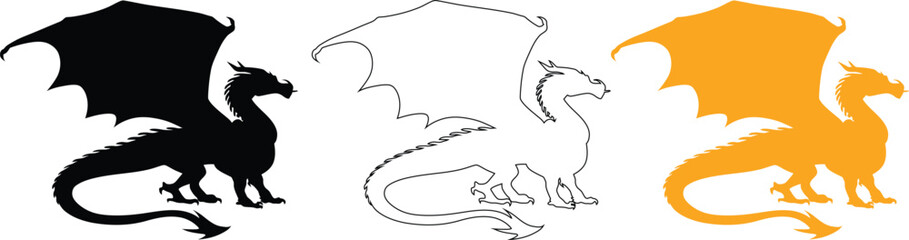 Dragon Silhouette Vector Illustration Isolated